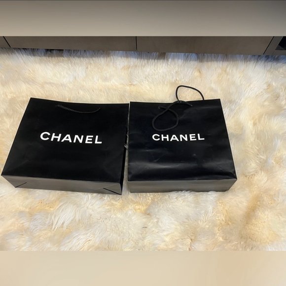 Set of 2 Chanel Vintage Shopping Bags Black authentic - Picture 8 of 8
